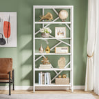 Industrielles Bücherregal 71, 6-stöckiges Bücherregal aus rustikalem braunem Holz, offene Bücherregale