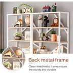 Industrielles Bücherregal 71, 6-stöckiges Bücherregal aus rustikalem braunem Holz, offene Bücherregale