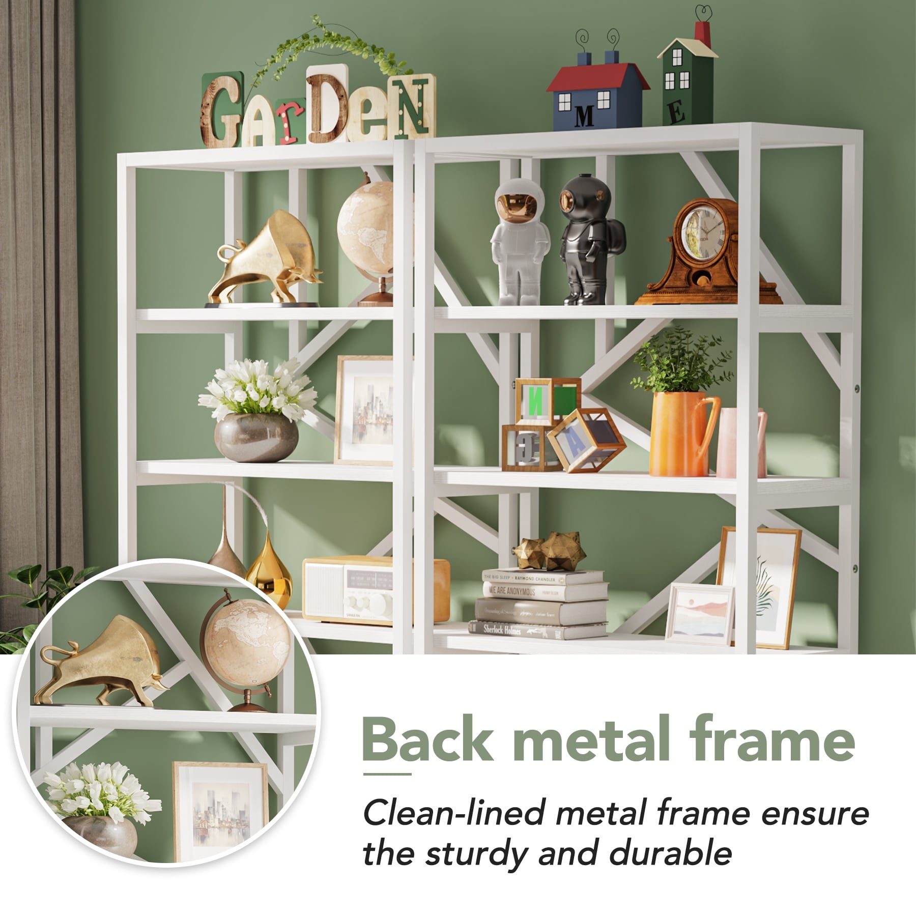 Industrielles Bücherregal 71, 6-stöckiges Bücherregal aus rustikalem braunem Holz, offene Bücherregale