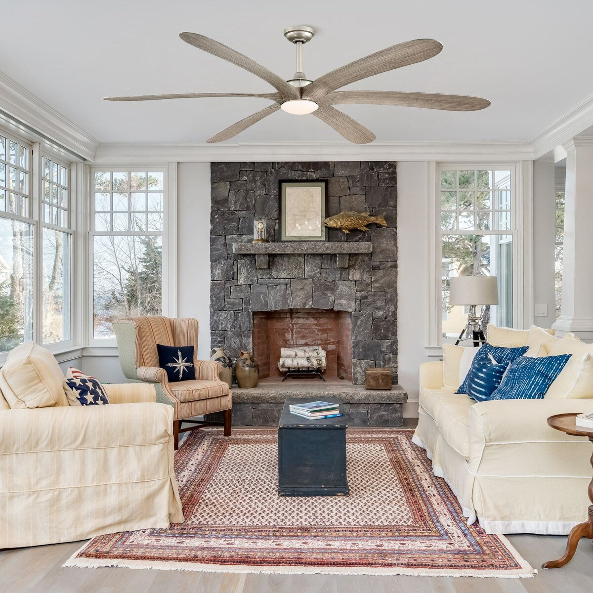 72-Zoll-Deckenventilator „Driftwood“ mit 6 Flügeln, Gleichstromanschluss, Beleuchtung und Fernbedienung