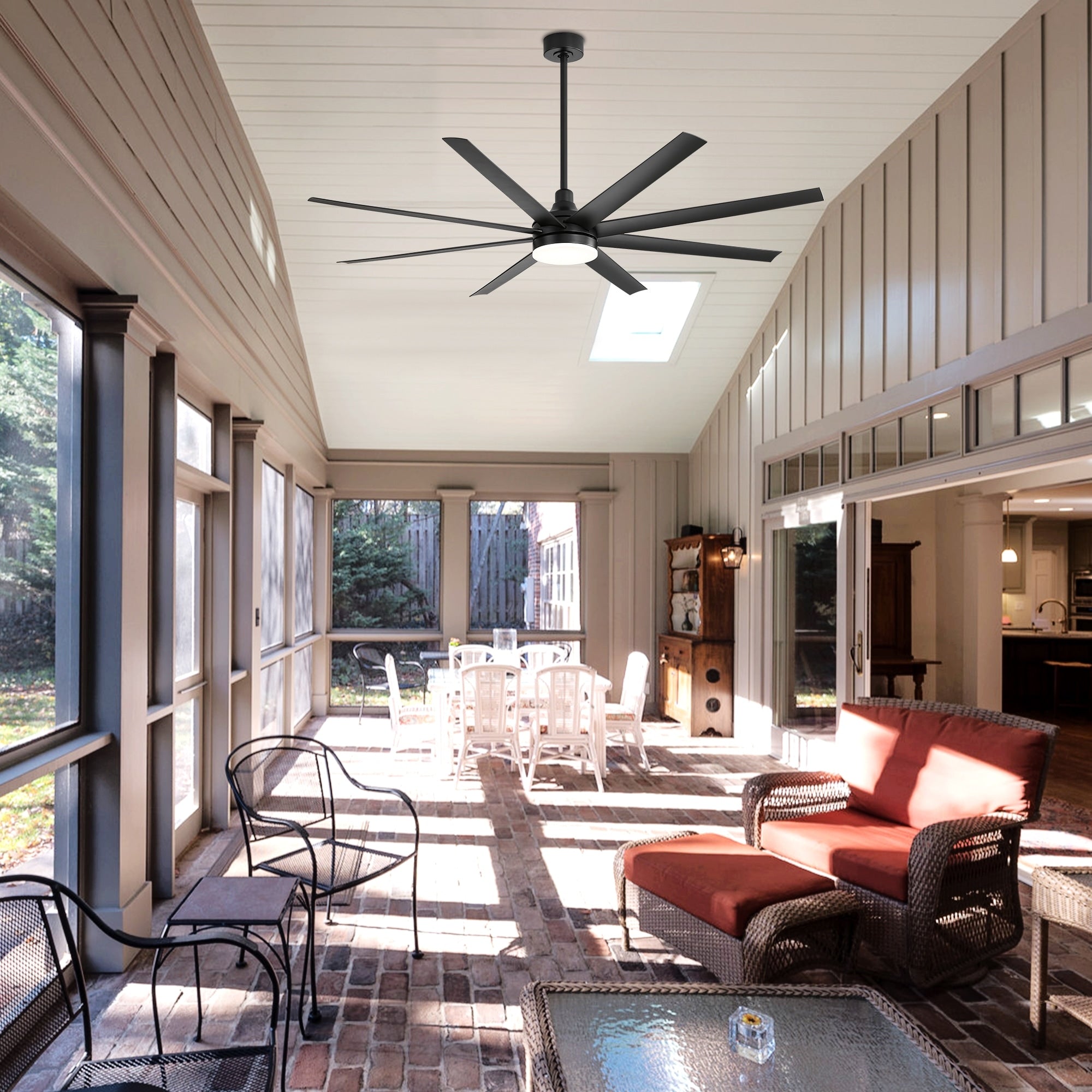 72 große Deckenventilatoren mit LED-Licht, Fernbedienung und 8 Flügeln – 72 Zoll