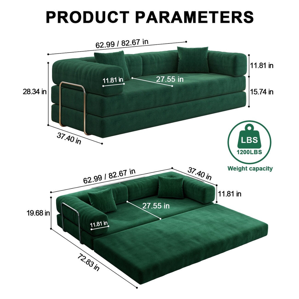 78,8 Zoll (200 cm) langes modulares Ecksofa, wandelbares Pudding-Block-Sofa, freistehendes Schlafsofa mit Armlehnen