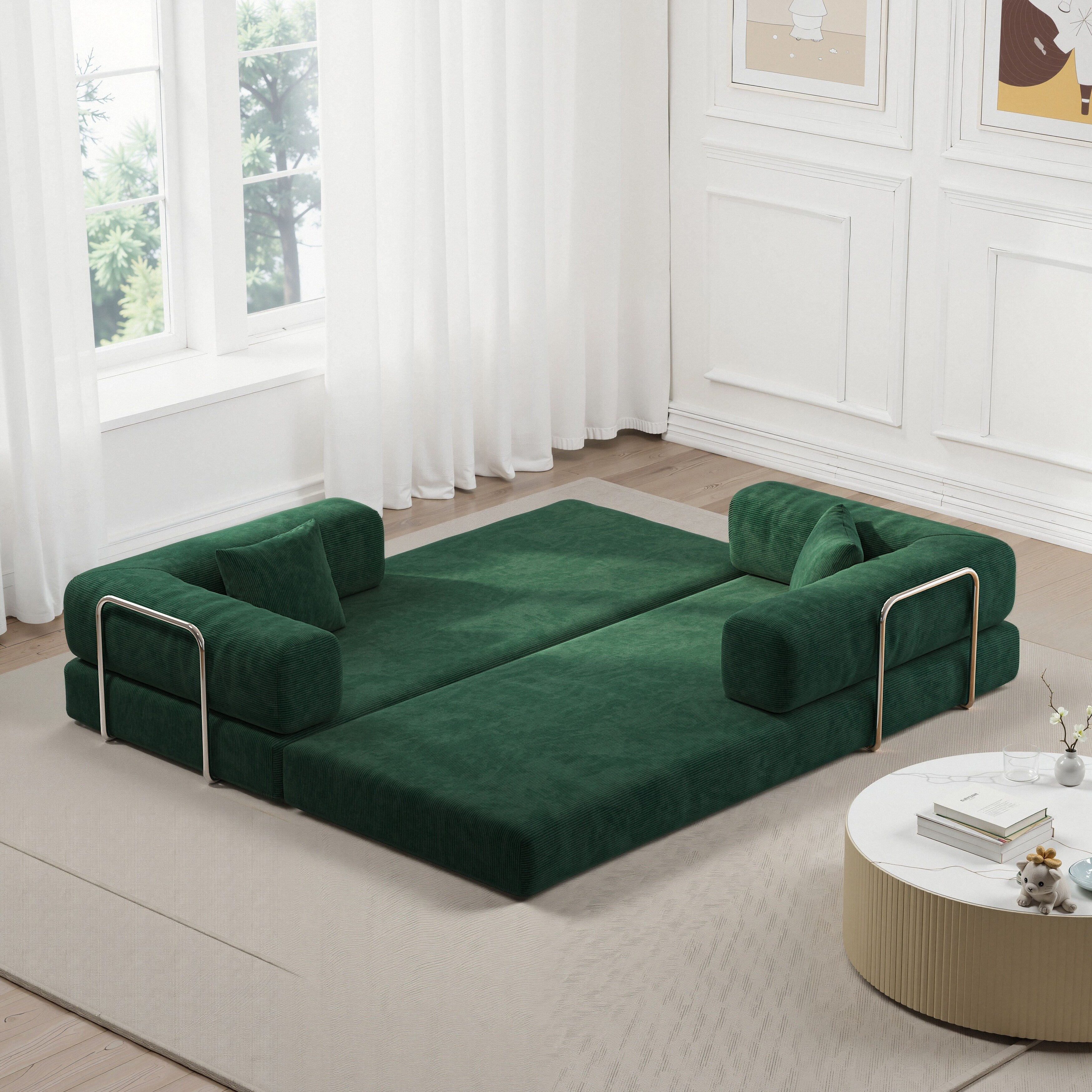 78,8 Zoll (200 cm) langes modulares Ecksofa, wandelbares Pudding-Block-Sofa, freistehendes Schlafsofa mit Armlehnen