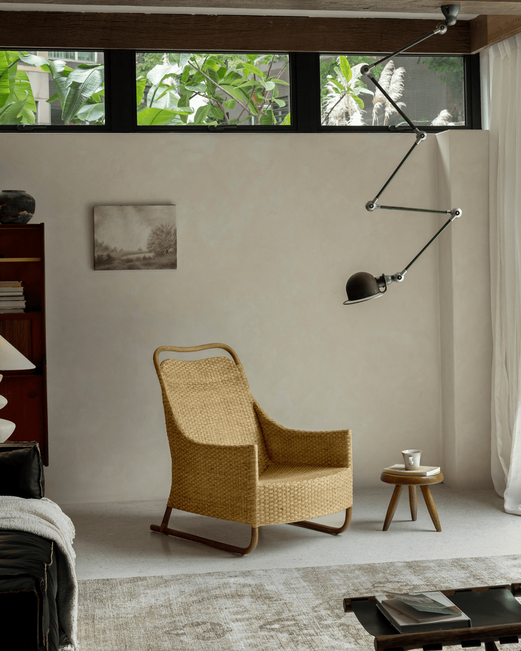 Schlitten-Loungesessel aus Rattan