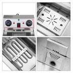 8,5-Quart-Edelstahl-Fritteuse mit Wasserhahn, Einzelbehälter, max. 1700 W, mit großem Griff