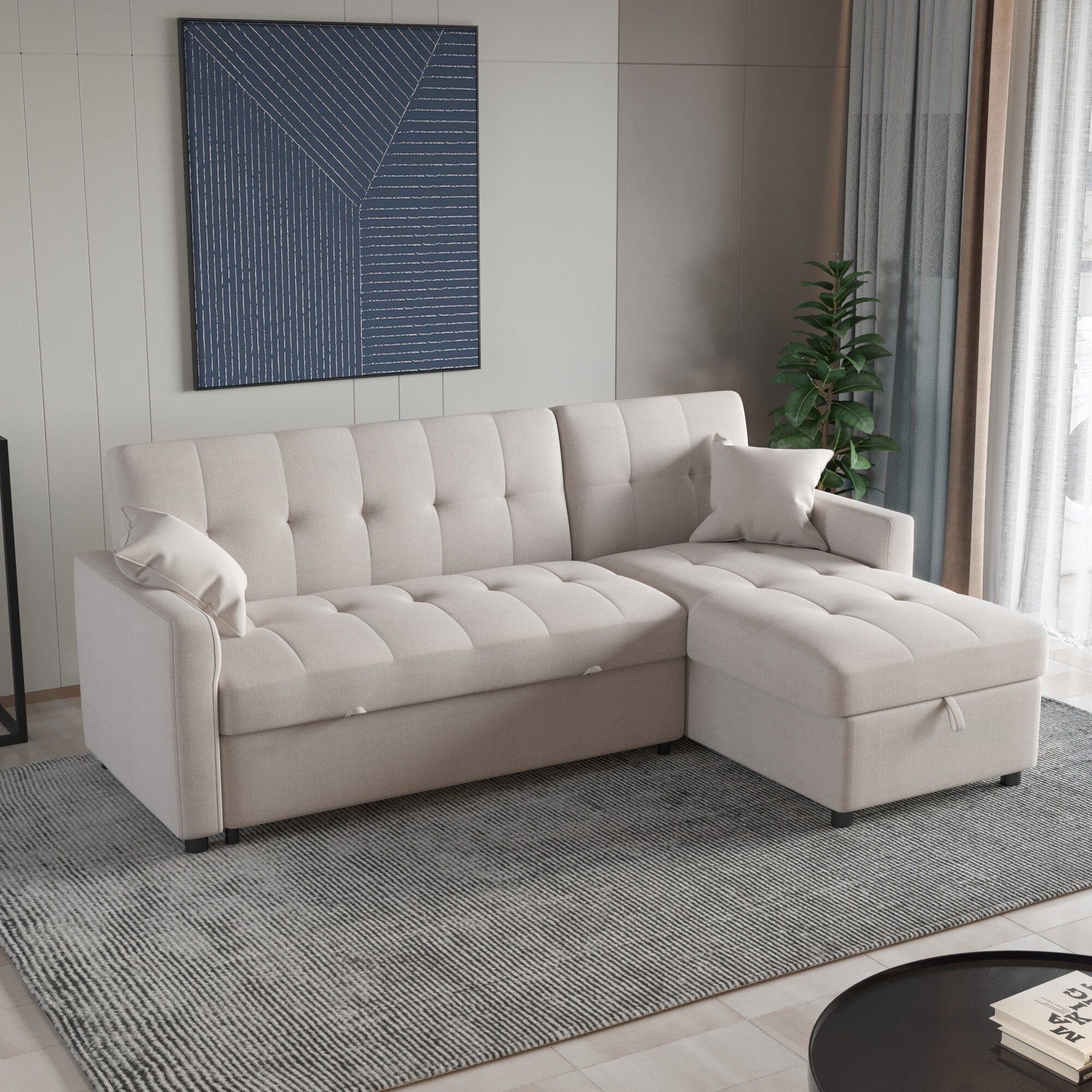 82 Zoll breites, wendbares Schlafsofa mit Chaiselongue