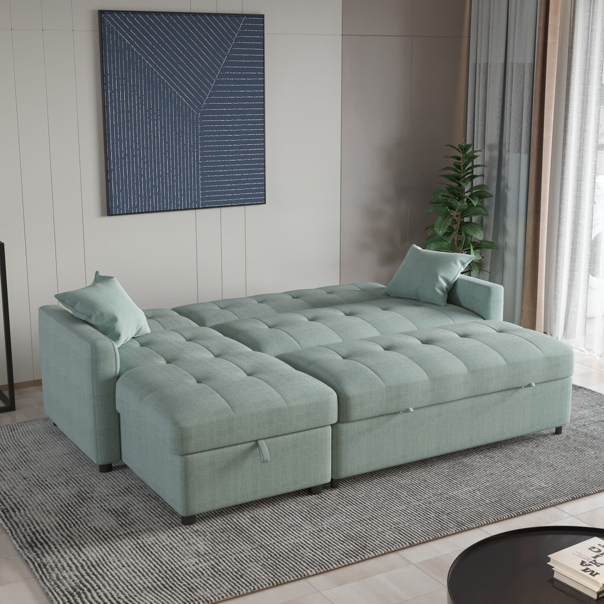 82 Zoll breites, wendbares Schlafsofa mit Chaiselongue