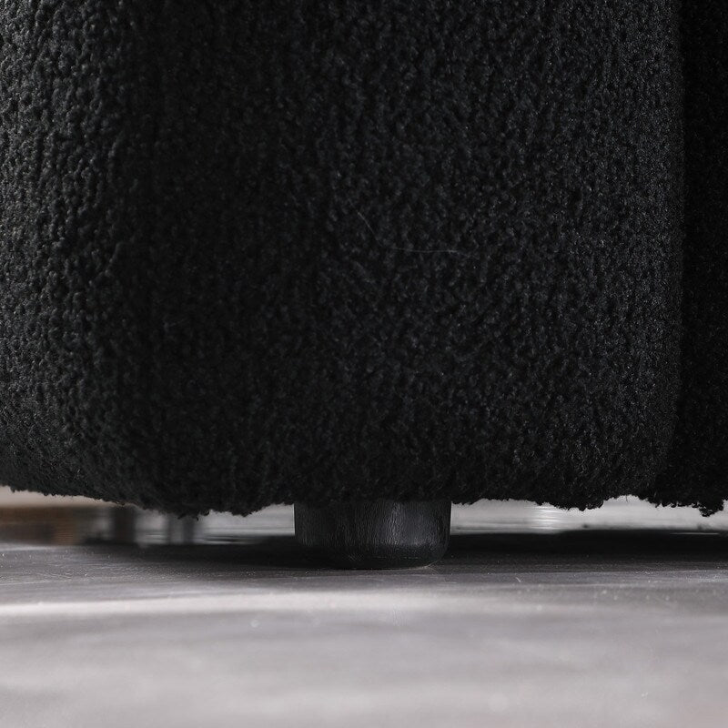 84,3 cm großes, luxuriöses Bouclé-Sofa, 3-Sitzer, mit Marshmallow-Polsterung, 2 quadratischen Zierkissen und quadratischen Armlehnen