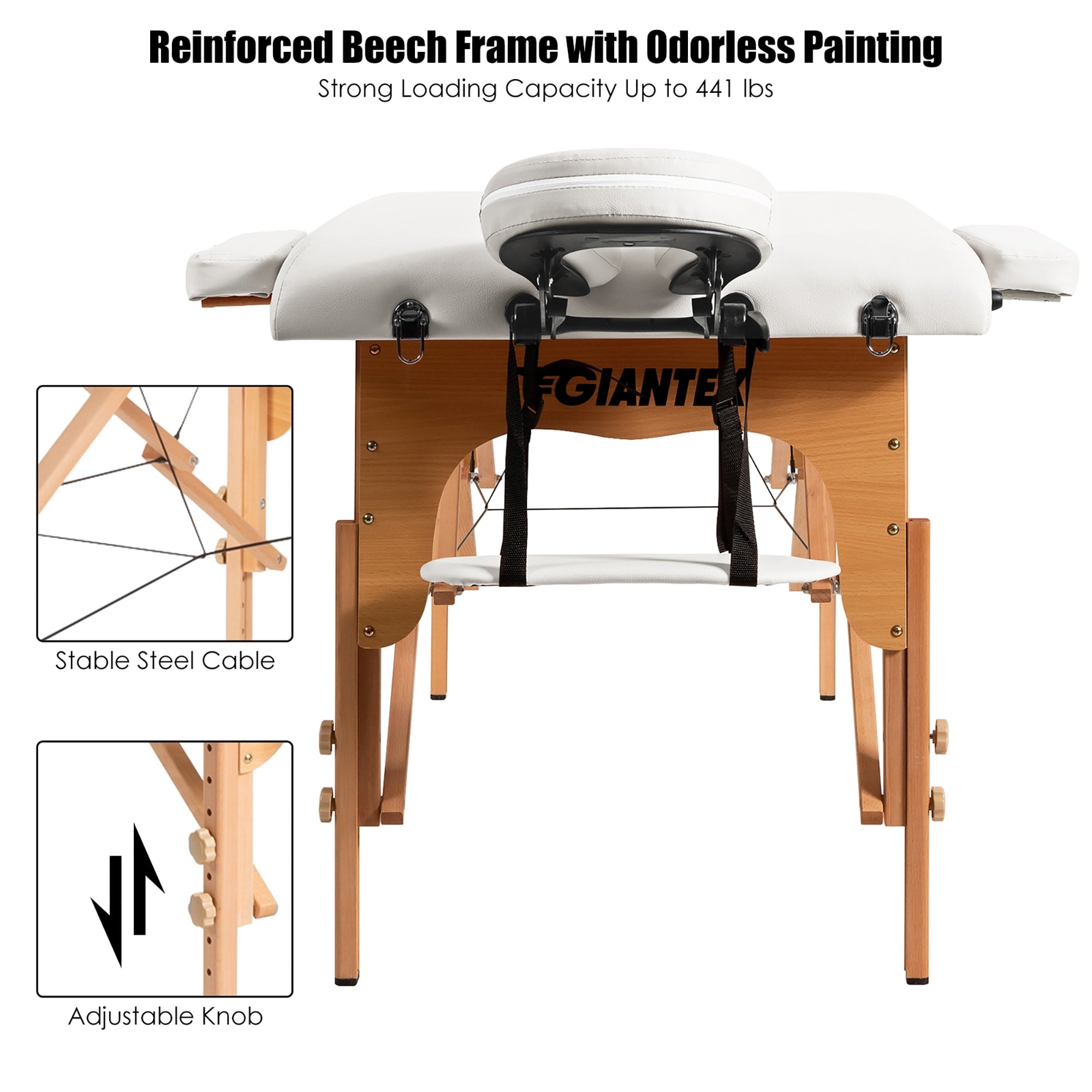 84''L Tragbare Massageliege, verstellbare Gesichts- und Tattooliege mit Tragegriff