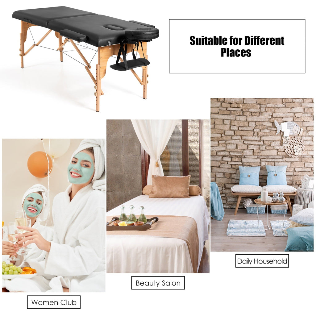 84''L Tragbare Massageliege, verstellbare Gesichts- und Tattooliege mit Tragegriff