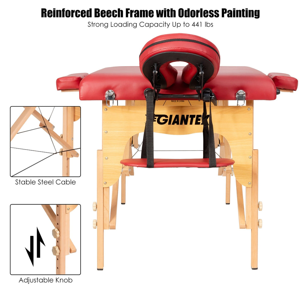 84''L Tragbare Massageliege, verstellbare Gesichts- und Tattooliege mit Tragegriff