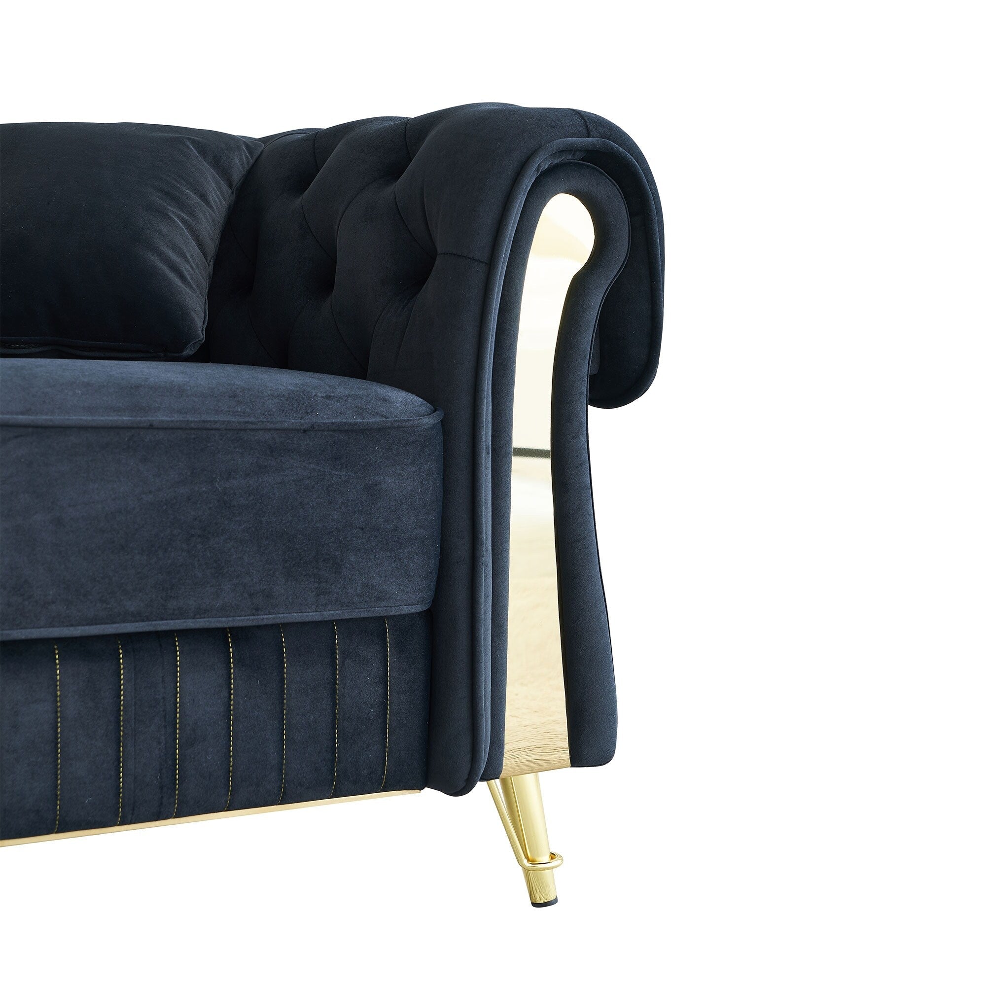 89 Samt-Dreisitzer-Sofa mit zwei Sitzkissen und zwei Zierkissen