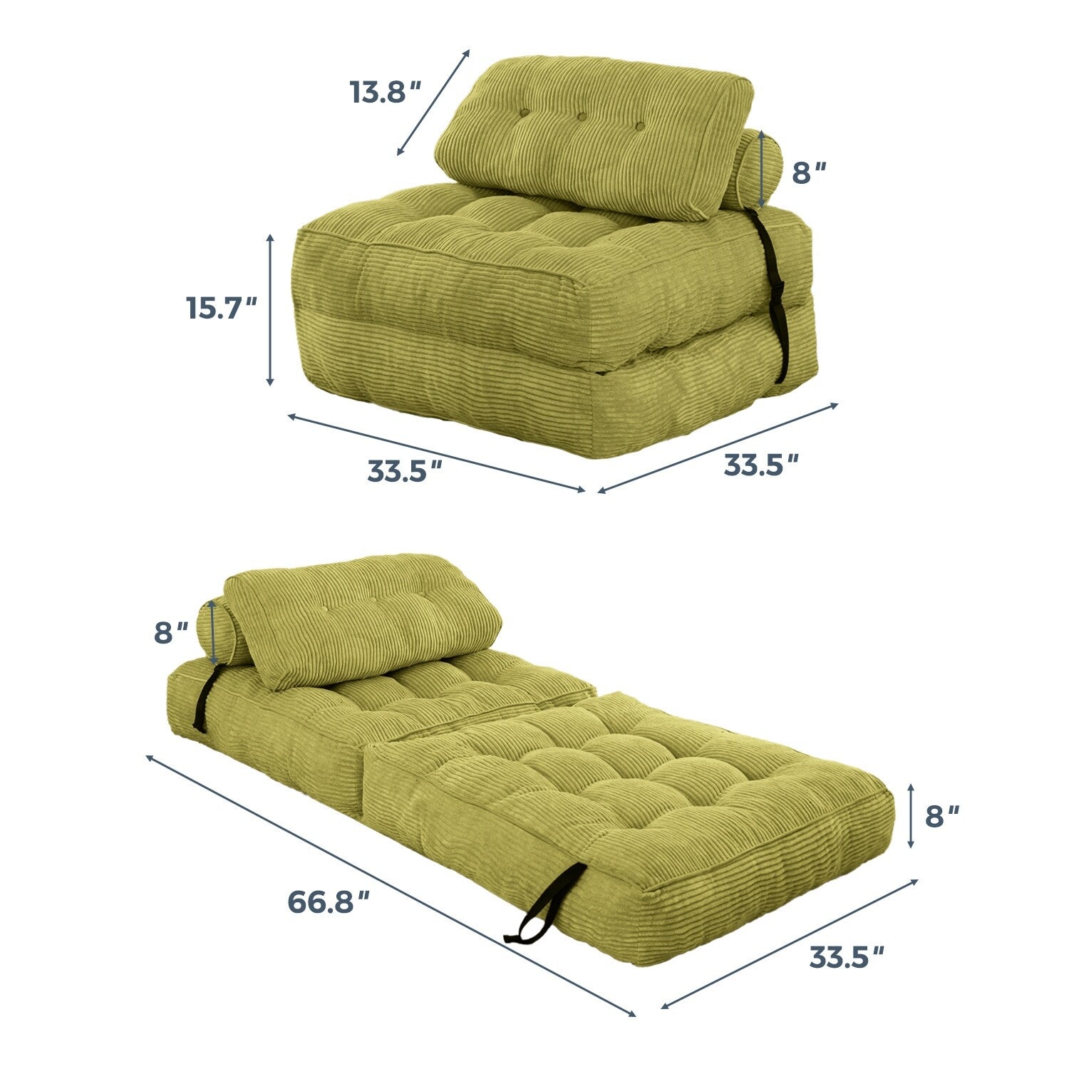 8 Cord-Klappsofa-Schlafsofa, Einzelbett