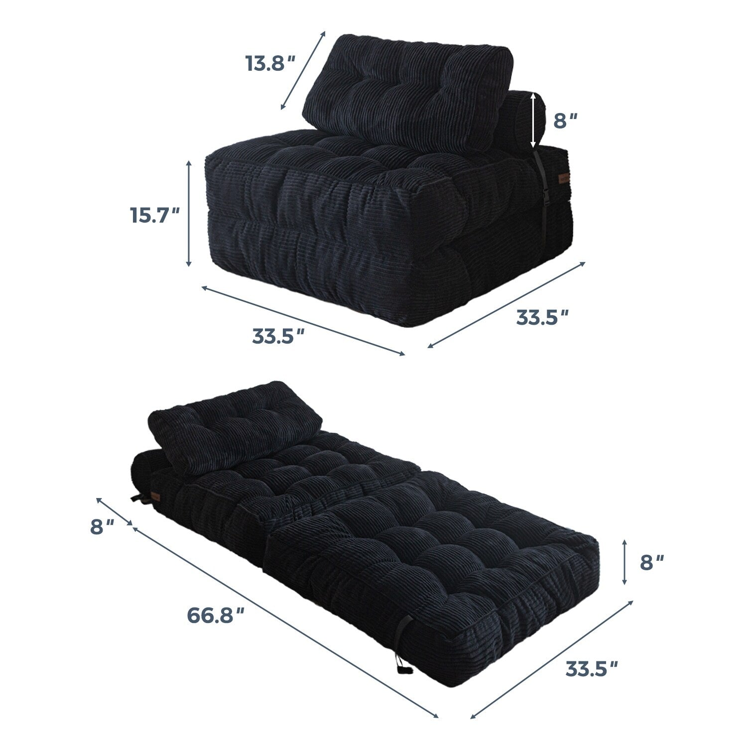 8 Cord-Klappsofa-Schlafsofa, Einzelbett