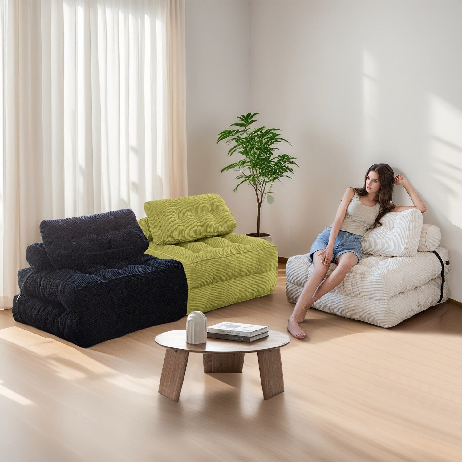 8 Cord-Klappsofa-Schlafsofa, Einzelbett