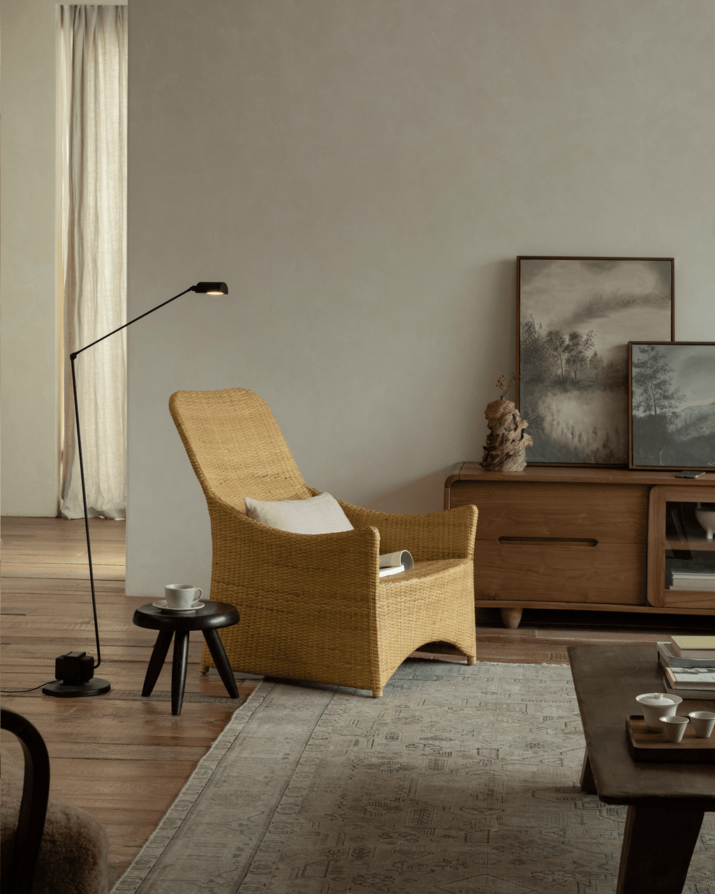 Gleit-Loungesessel aus Rattan