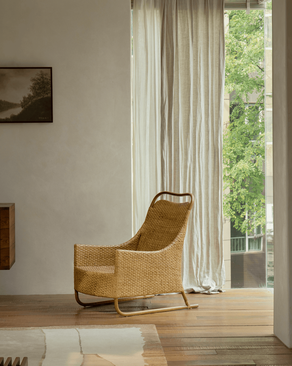 Schlitten-Loungesessel aus Rattan
