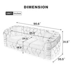 90,6 Samt-3-Sitzer-Sofa mit 2 Kissen, hochdichten Polstern, goldenen Akzenten und Zierkissen