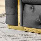 90,6 Samt-3-Sitzer-Sofa mit 2 Kissen, hochdichten Polstern, goldenen Akzenten und Zierkissen