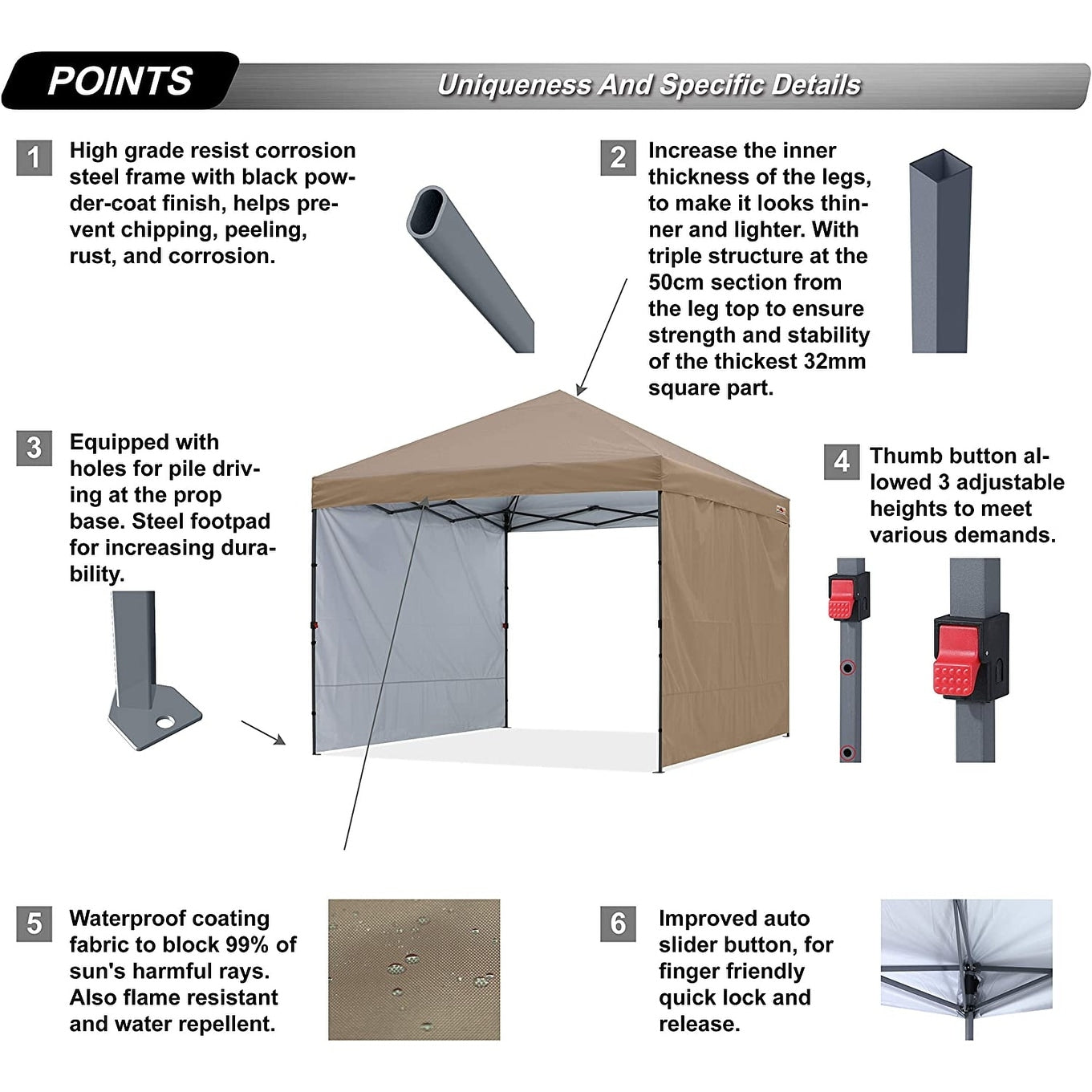 ABCCANOPY Robustes, einfach aufzubauendes Pop-up-Pavillonzelt für den Außenbereich