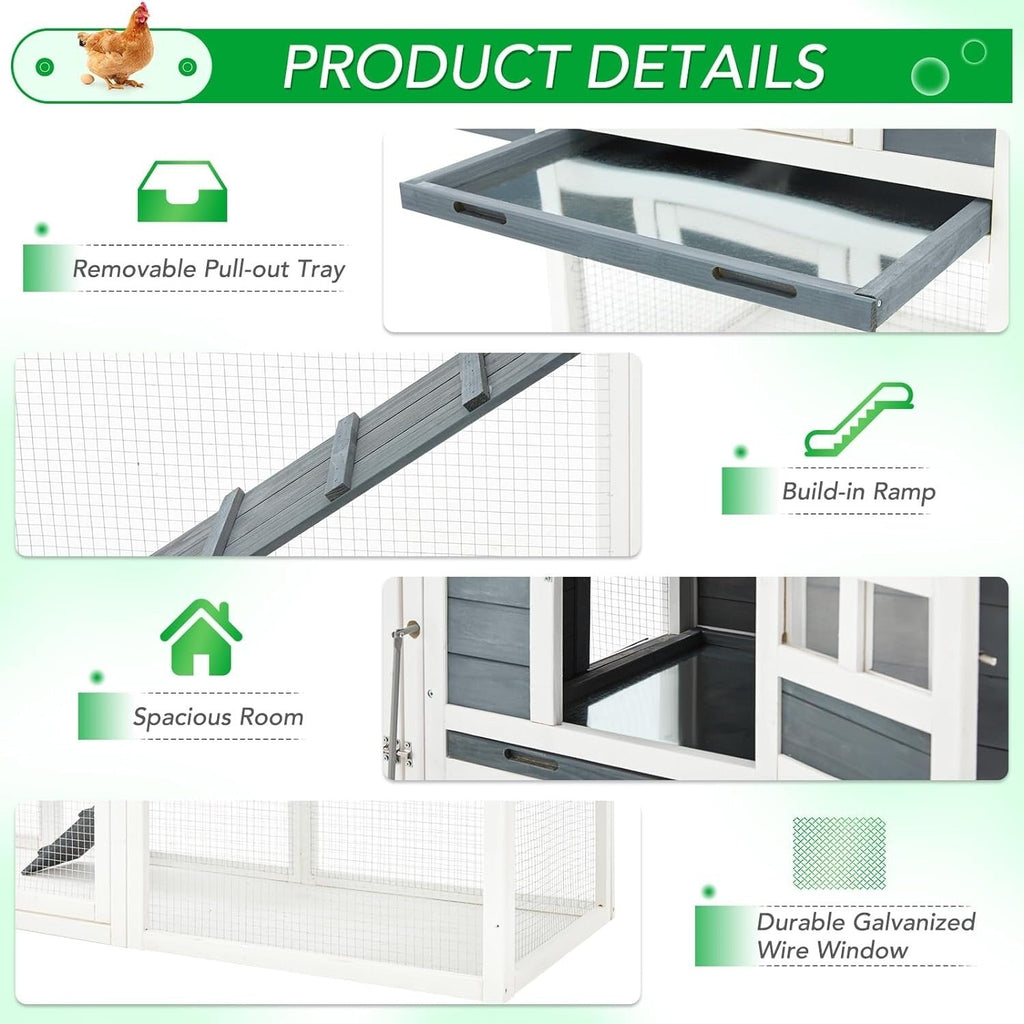 AECOJOY 144'' Großer Hühnerstall mit Auslauf, Holzkäfig