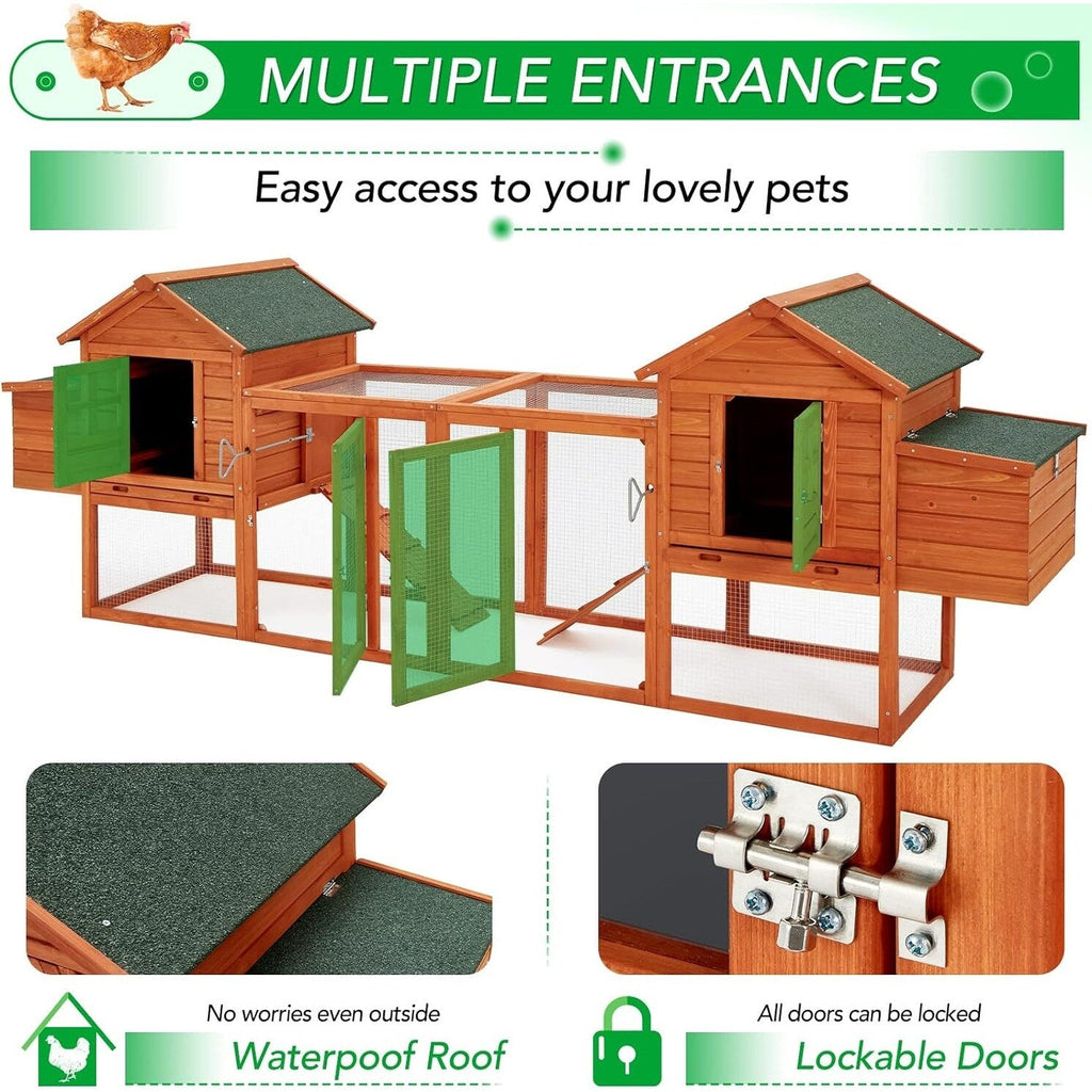 AECOJOY 144'' Großer Hühnerstall mit Auslauf, Holzkäfig