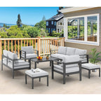AECOJOY 7-teiliges Aluminium-Gartenmöbelset, Outdoor-Sitzgruppe