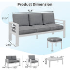 AECOJOY 7-teiliges Aluminium-Gartenmöbelset, Outdoor-Sitzgruppe