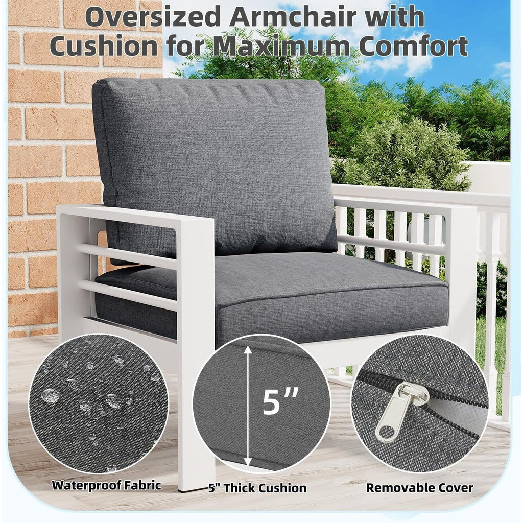 AECOJOY 7-teiliges Aluminium-Gartenmöbelset, Outdoor-Sitzgruppe