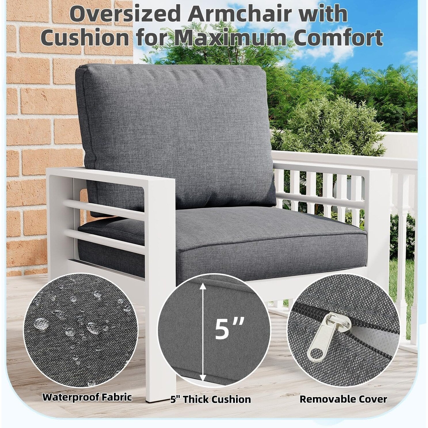 AECOJOY 7-teiliges Aluminium-Gartenmöbelset, Outdoor-Sitzgruppe