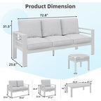 AECOJOY 7-teiliges Aluminium-Gartenmöbelset, Outdoor-Sitzgruppe