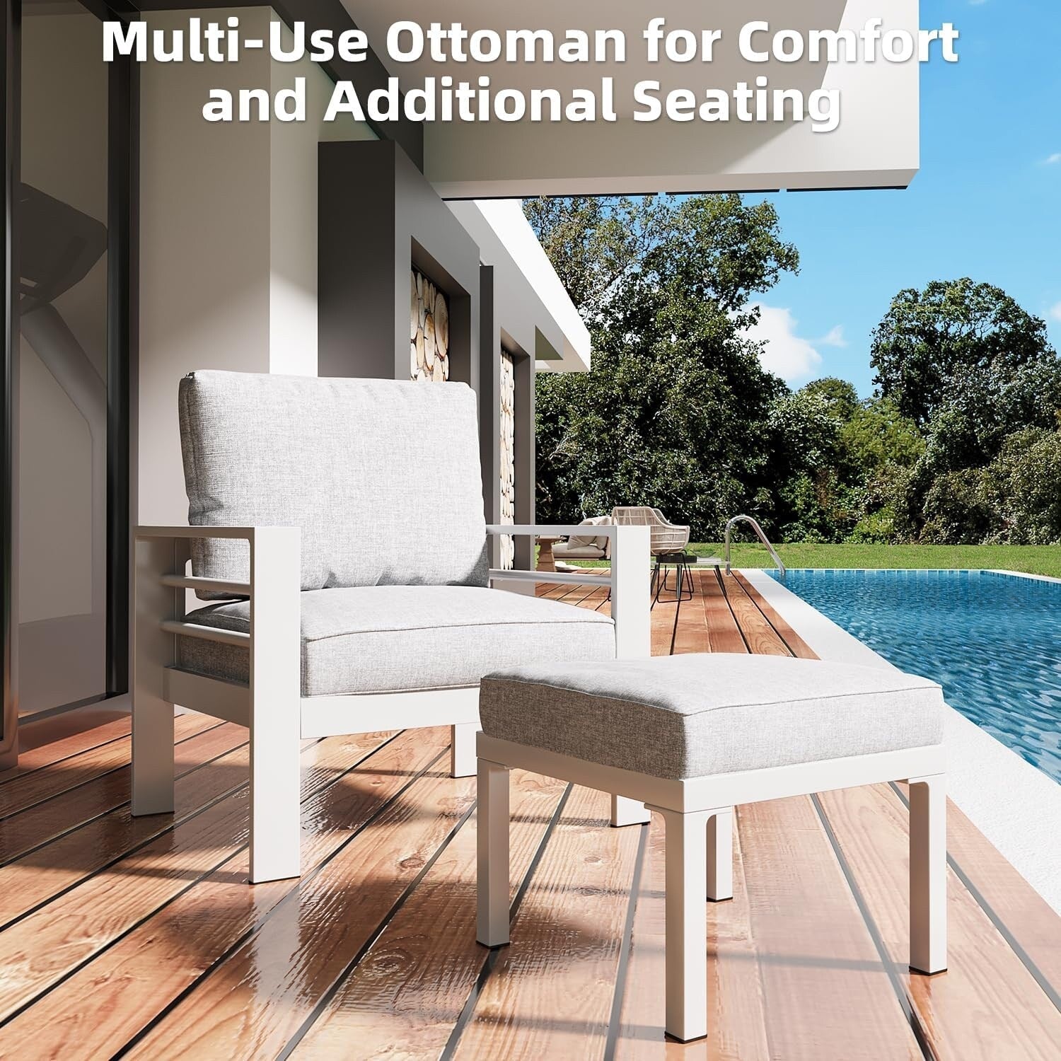 AECOJOY 7-teiliges Aluminium-Gartenmöbelset, Outdoor-Sitzgruppe