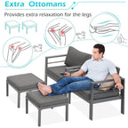 AECOJOY 7-teiliges Aluminium-Gartenmöbelset, Outdoor-Sitzgruppe