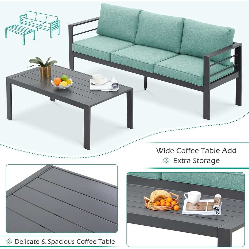 AECOJOY 7-teiliges Aluminium-Gartenmöbelset, Outdoor-Sitzgruppe