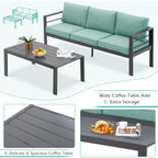 AECOJOY 7-teiliges Aluminium-Gartenmöbelset, Outdoor-Sitzgruppe