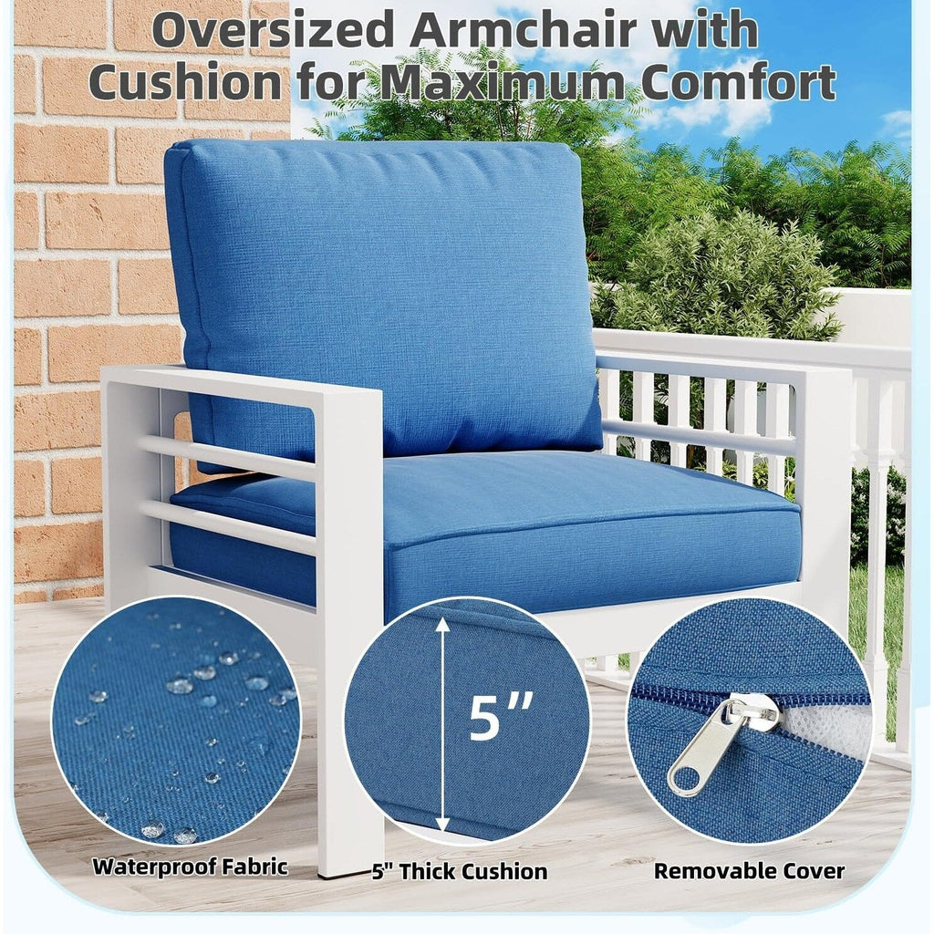 AECOJOY 7-teiliges Aluminium-Gartenmöbelset, Outdoor-Sitzgruppe