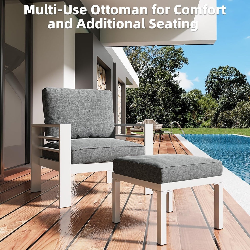 AECOJOY 7-teiliges Aluminium-Gartenmöbelset, Outdoor-Sitzgruppe