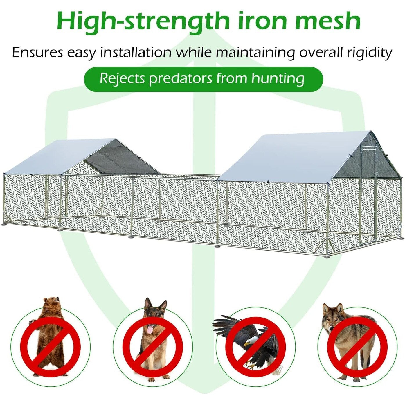 AECOJOY Großer Hühnerstall aus Metall, begehbarer Hühnerkäfig aus Metall