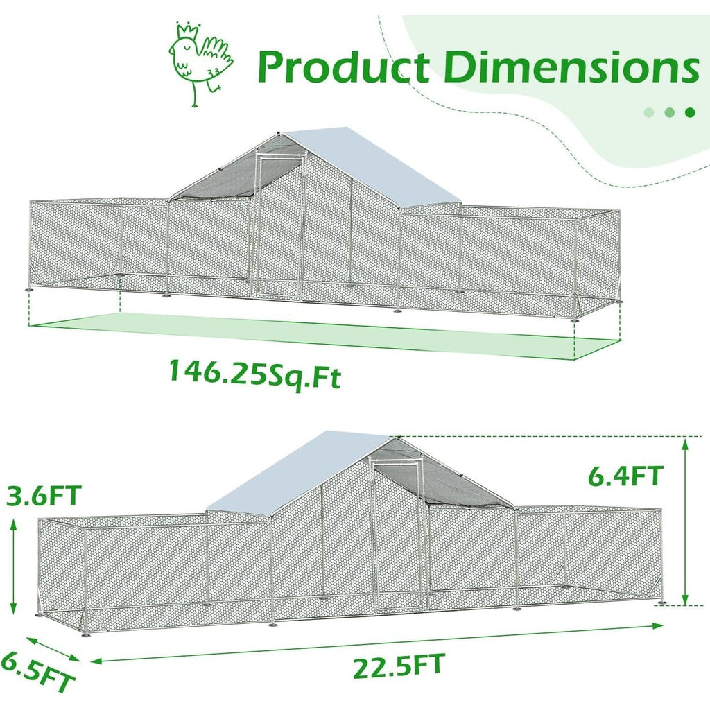 AECOJOY Großer Hühnerstall aus Metall, begehbarer Hühnerkäfig aus Metall