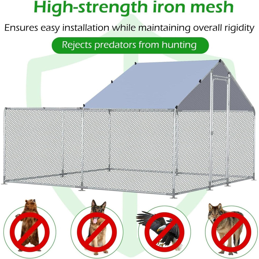AECOJOY Großer Hühnerstall aus Metall, begehbarer Hühnerkäfig aus Metall