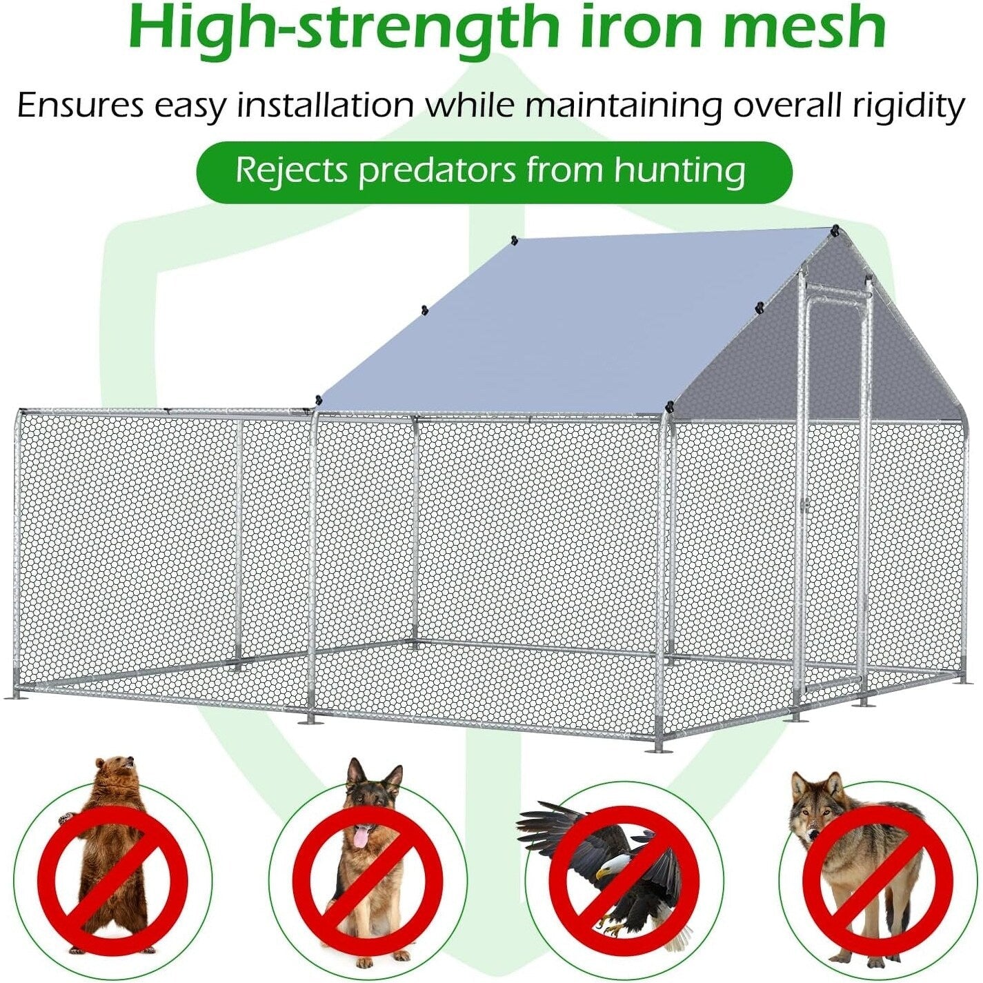 AECOJOY Großer Hühnerstall aus Metall, begehbarer Hühnerkäfig aus Metall