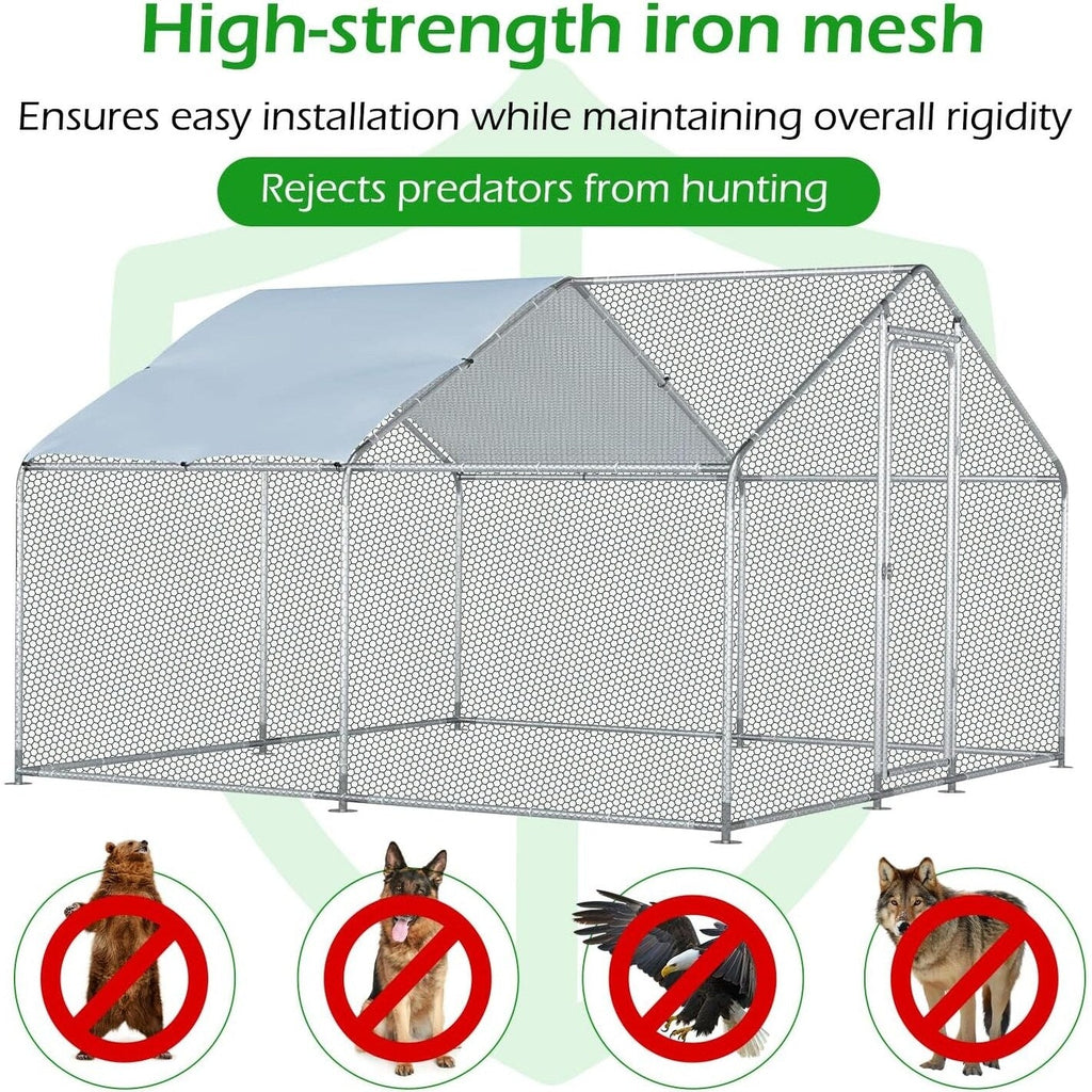 AECOJOY Großer Hühnerstall aus Metall, begehbarer Hühnerkäfig aus Metall