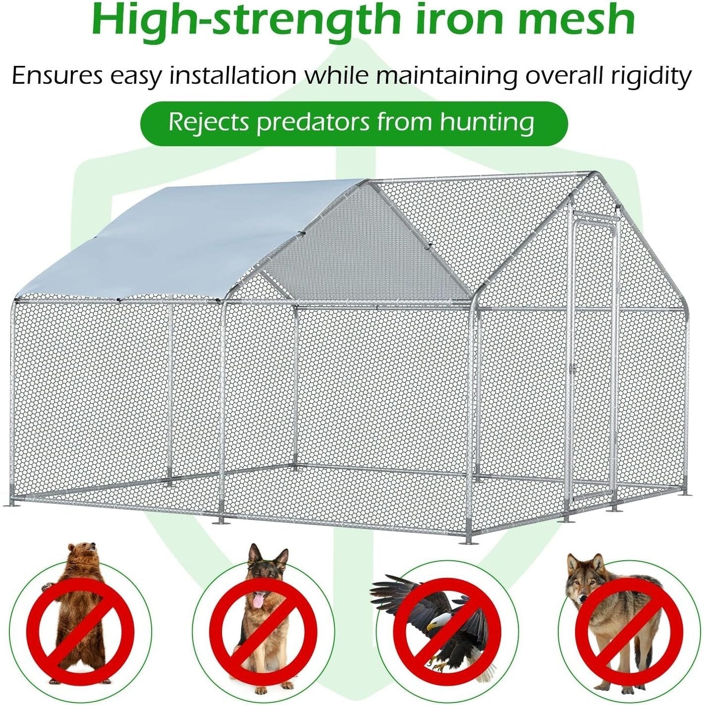 AECOJOY Großer Hühnerstall aus Metall, begehbarer Hühnerkäfig aus Metall