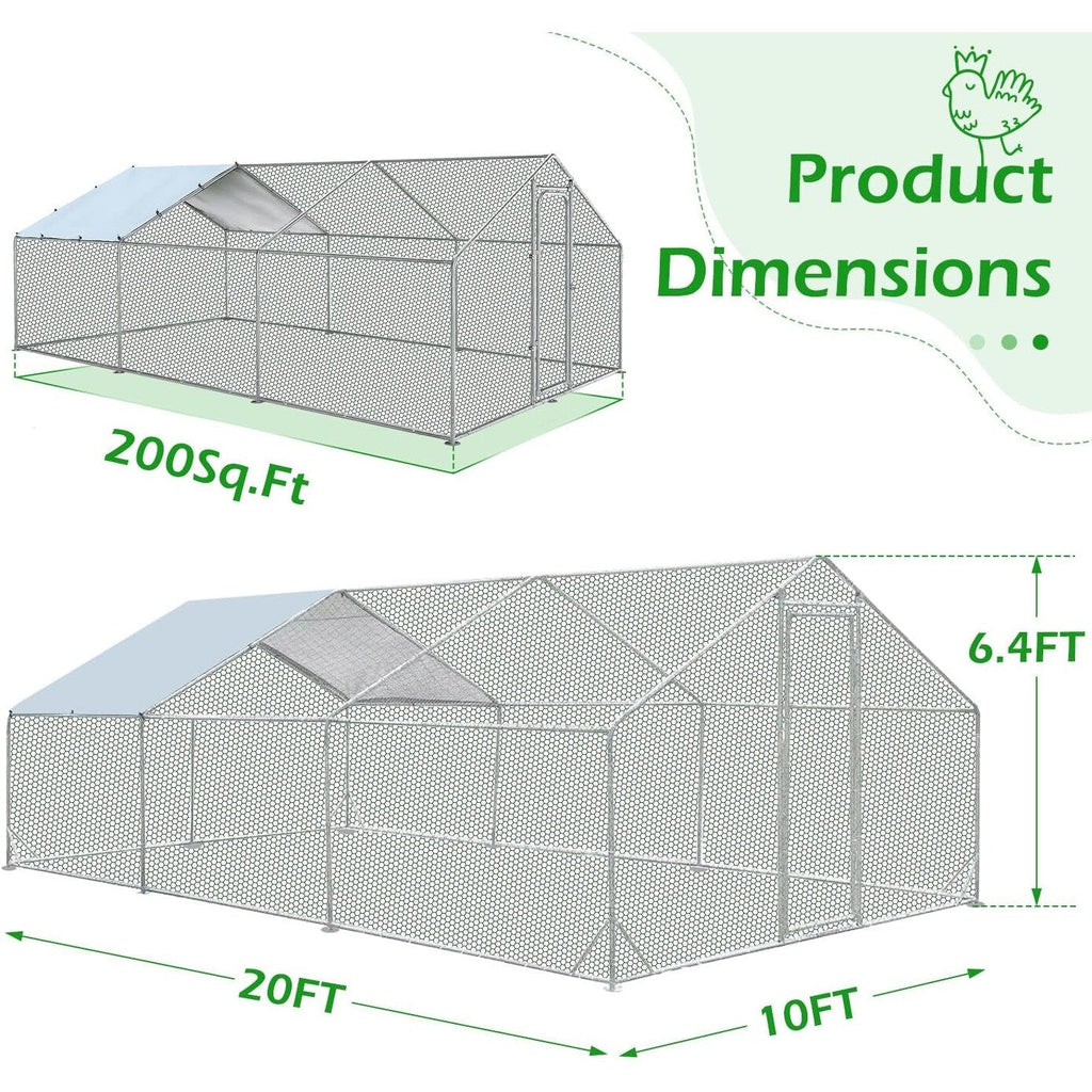 AECOJOY Großer Hühnerstall aus Metall, begehbarer Hühnerkäfig aus Metall