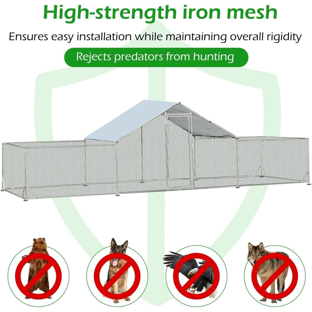 AECOJOY Großer Hühnerstall aus Metall, begehbarer Hühnerkäfig aus Metall