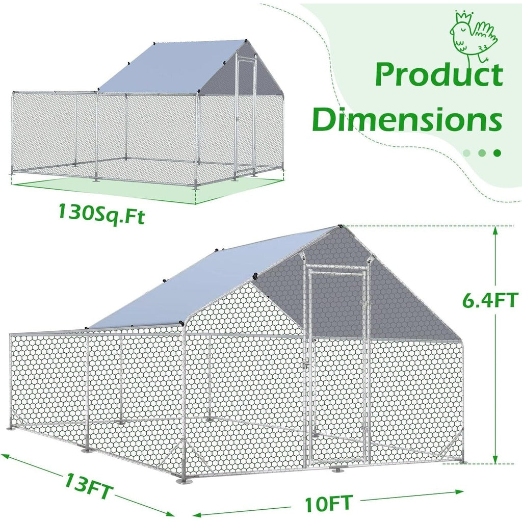 AECOJOY Großer Hühnerstall aus Metall, begehbarer Hühnerkäfig aus Metall