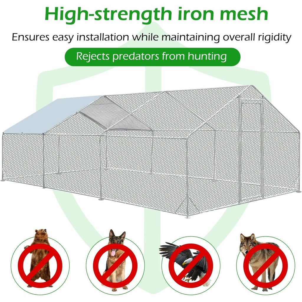 AECOJOY Großer Hühnerstall aus Metall, begehbarer Hühnerkäfig aus Metall