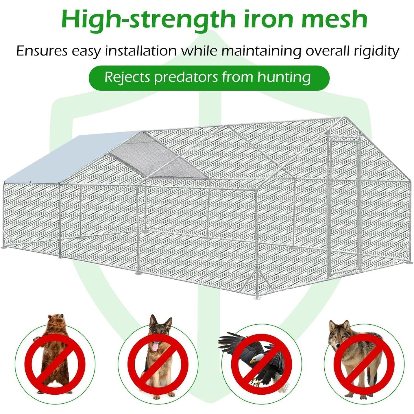 AECOJOY Großer Hühnerstall aus Metall, begehbarer Hühnerkäfig aus Metall