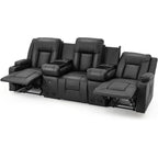 AECOJOY Relaxsofa, manuell verstellbar, Wohnmobil-Couch, PU-Heimkino-Sitzgruppe mit Konsole