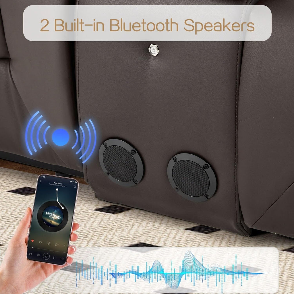 AECOJOY Relaxsofa, manuell verstellbar, Wohnmobil-Couch, PU-Heimkino-Sitzgruppe mit Konsole